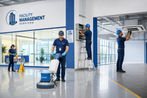 فريق عمل يقوم بإدارة وتشغيل منشأة صناعية